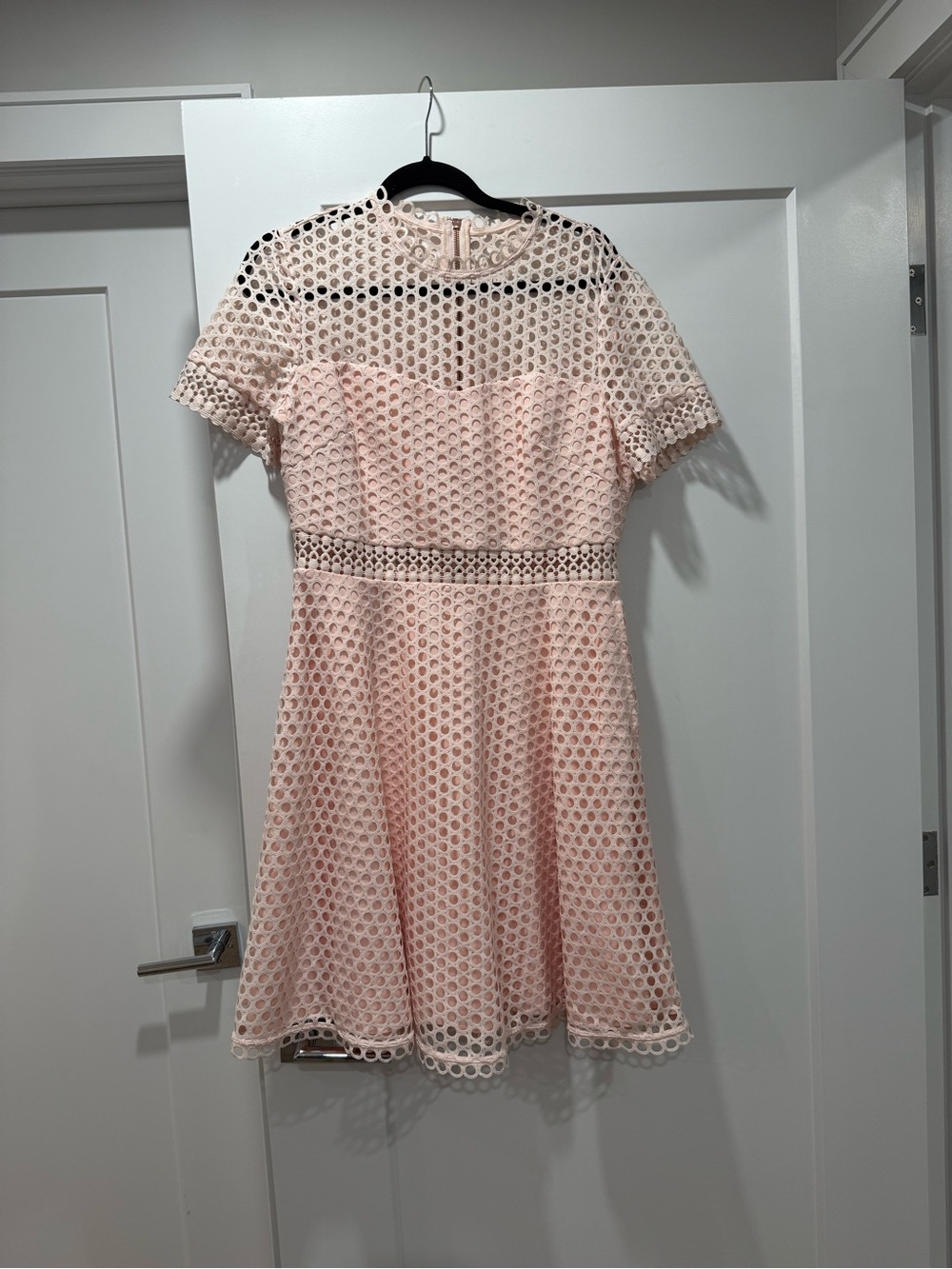Ted Baker Blush Pink Eyelet Fit-and-Flare Mini Dress